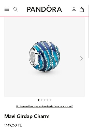 Beden mavi Renk Pandora Bileklik Charm