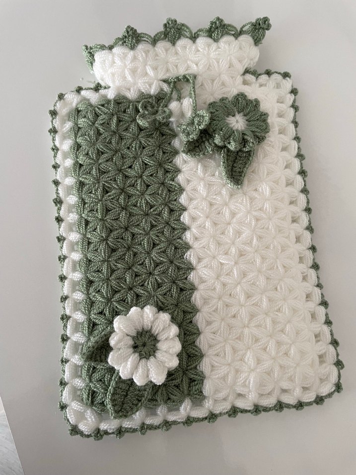 Yeşil Beyaz Örgü Banyo Süngeri lif - Görsel 3