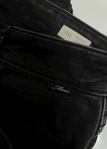 Siyah Kadın Kot Pantolon Siyah Fitilli - Görsel 3