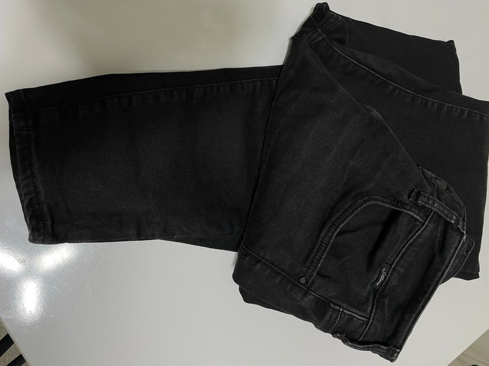 Siyah Kadın Kot Pantolon Siyah Fitilli - Görsel 4