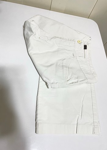 Beyaz Kemerli Kadın Kumaş Pantolon - Görsel 5