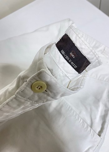 Beyaz Kemerli Kadın Kumaş Pantolon - Görsel 3