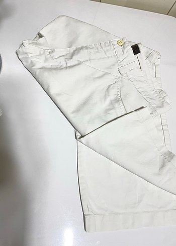 Beyaz Kemerli Kadın Kumaş Pantolon - Görsel 2