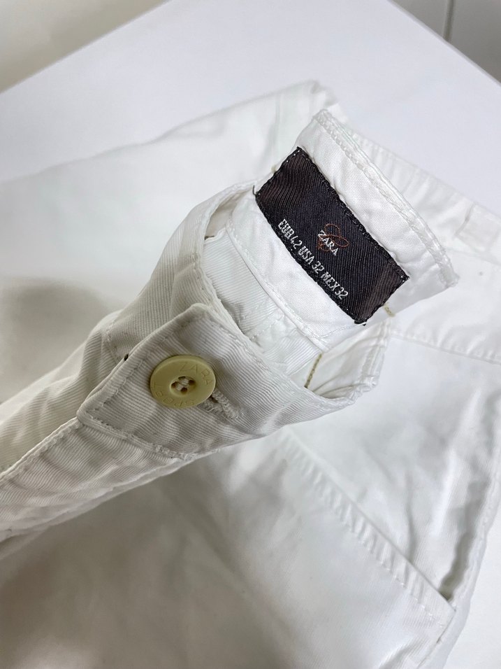 Beyaz Kemerli Kadın Kumaş Pantolon - Görsel 3