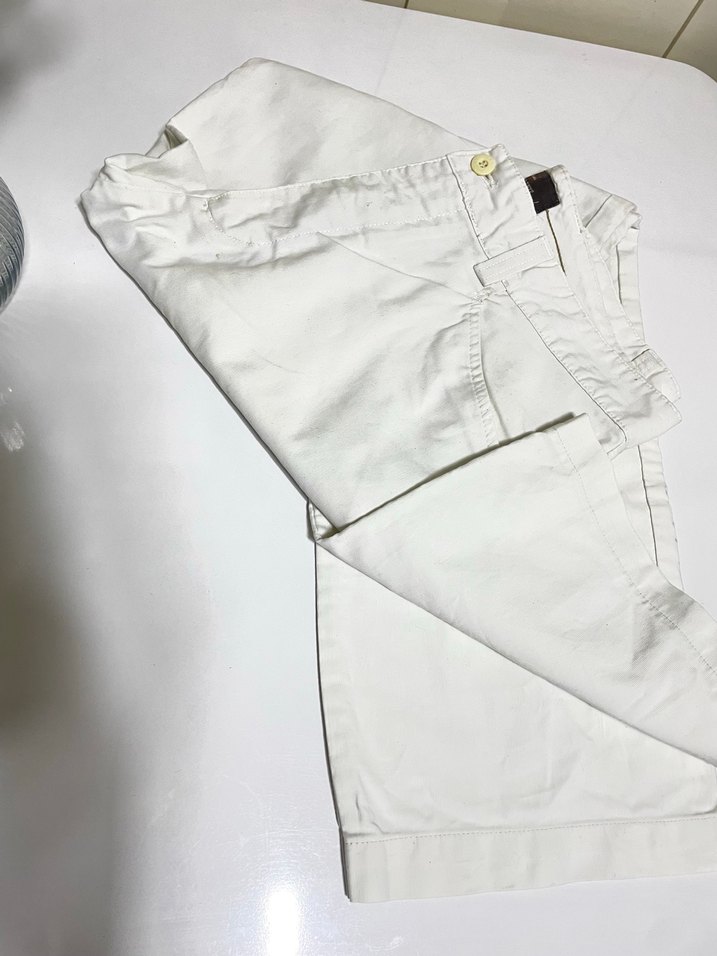 Beyaz Kemerli Kadın Kumaş Pantolon - Görsel 2