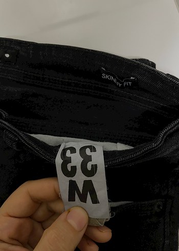Siyah Kadın Kot Pantolon Kemerli Regular Fit - Görsel 3