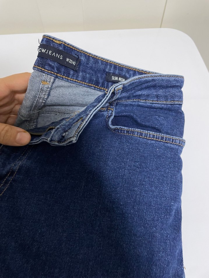 Lacivert Midi Kadın Kot Pantolon - Görsel 5