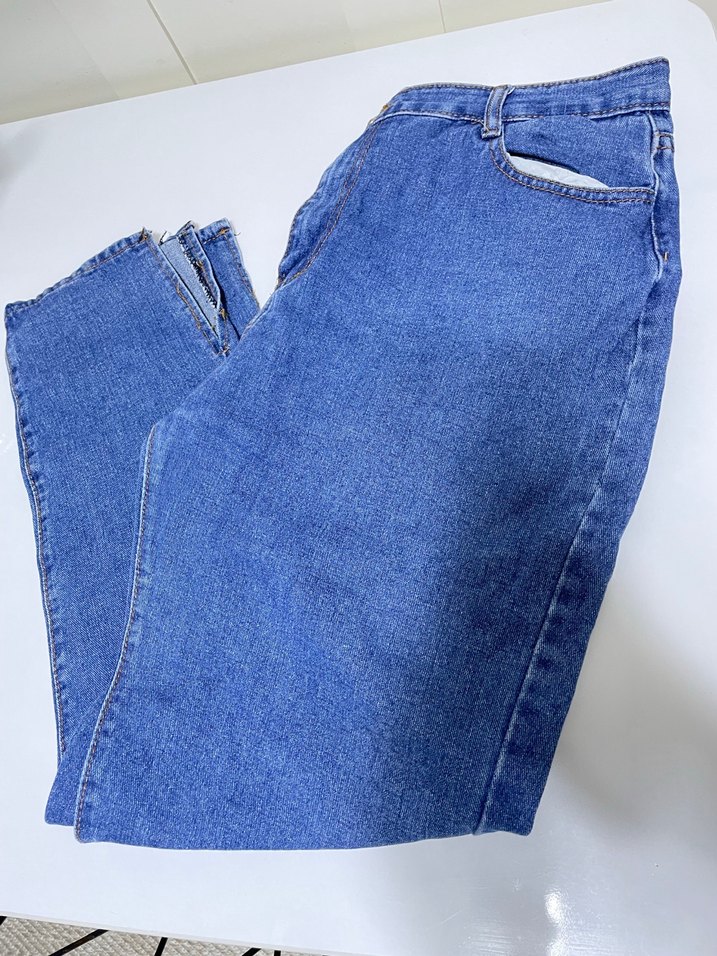 Kadın Mavi Parlak Denim Midi Jean - Görsel 2