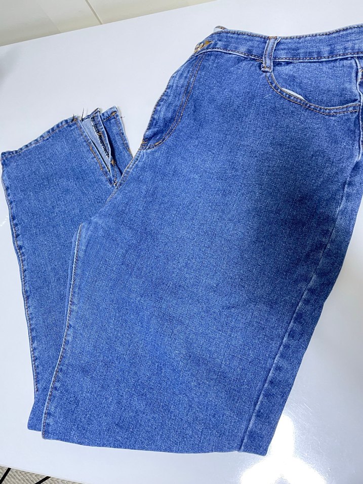 Kadın Mavi Parlak Denim Midi Jean - Görsel 4