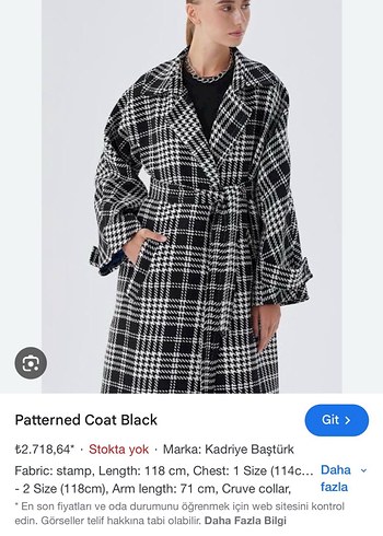 Kadriye Baştürk Düğmeli Uzun Ekose Kadın Kaban - Görsel 4