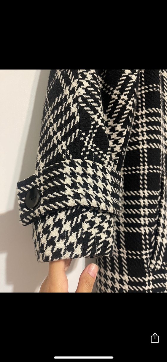 Kadriye Baştürk Düğmeli Uzun Ekose Kadın Kaban - Görsel 5