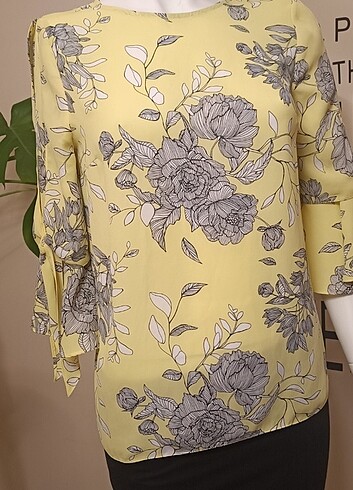 m Beden sarı Renk F&F çiçek desenli bluz