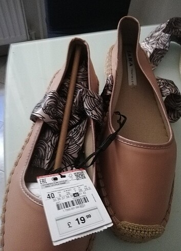 40 Beden camel Renk zara sandalet kumaş bağcıklı