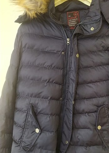 Koyu Mavi Kadın Kışlık Kürklü Mont - Görsel 2