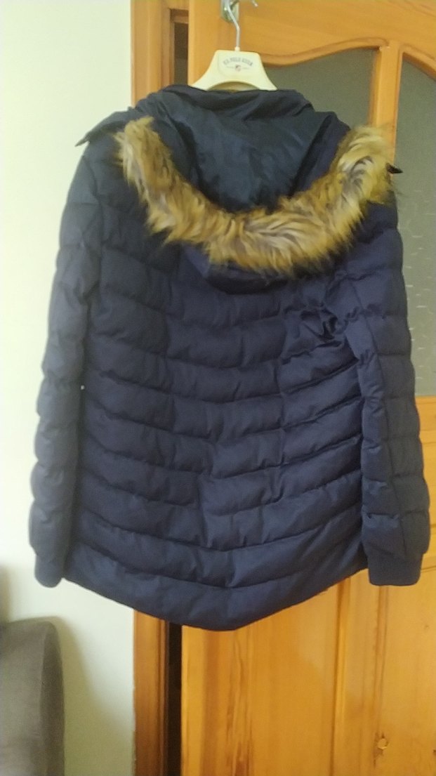 Koyu Mavi Kadın Kışlık Kürklü Mont - Görsel 5