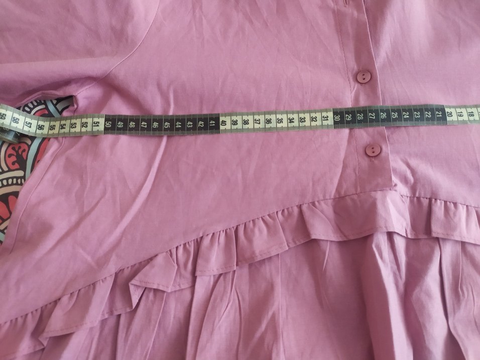 Düğmeli Mor Kadın Keten Tunik - Görsel 4