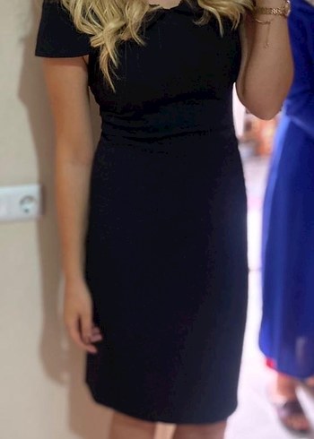 Siyah Drapeli Straplez Midi Mezuniyet Elbisesi - Görsel 3