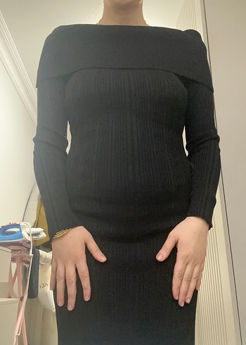 Trendyol siyah likralı sıfır triko elbise - Görsel 3