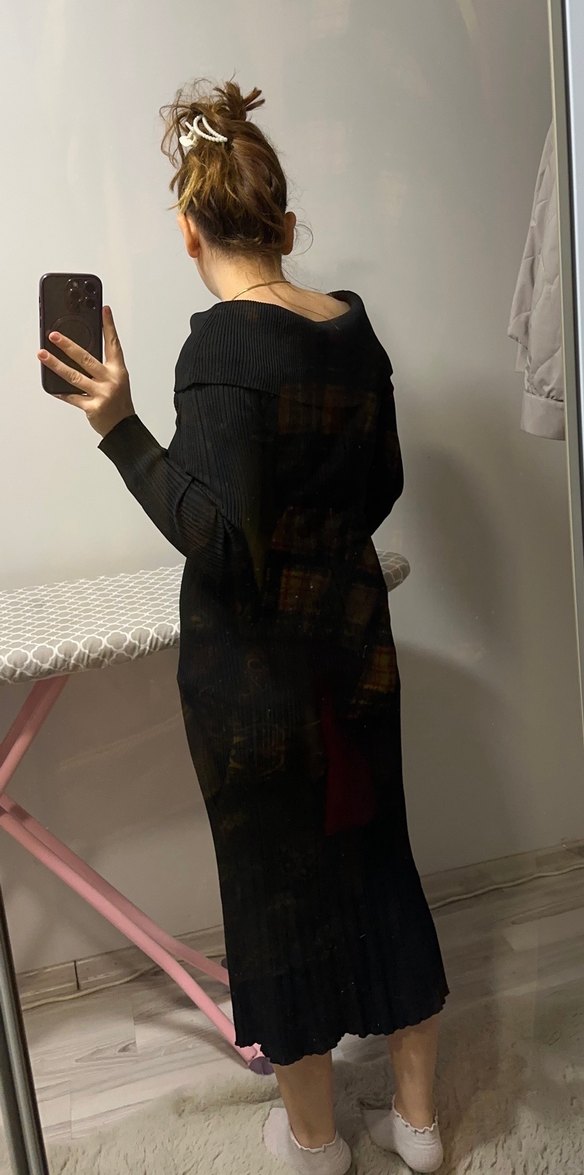 Trendyol siyah likralı sıfır triko elbise - Görsel 4