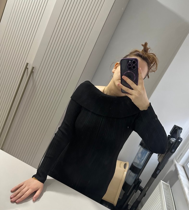 Trendyol siyah likralı sıfır triko elbise - Görsel 2