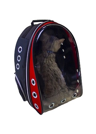 Kırmızı kedi taşıma çantası 