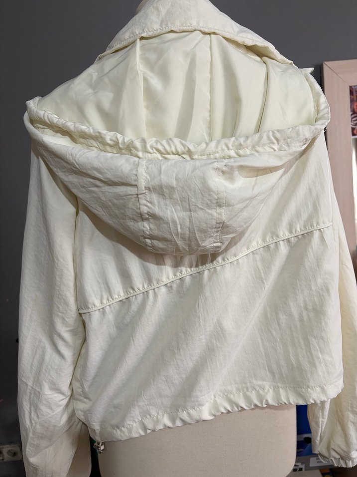 Kadın krem Keten Fermuarlı Ceket - Görsel 3