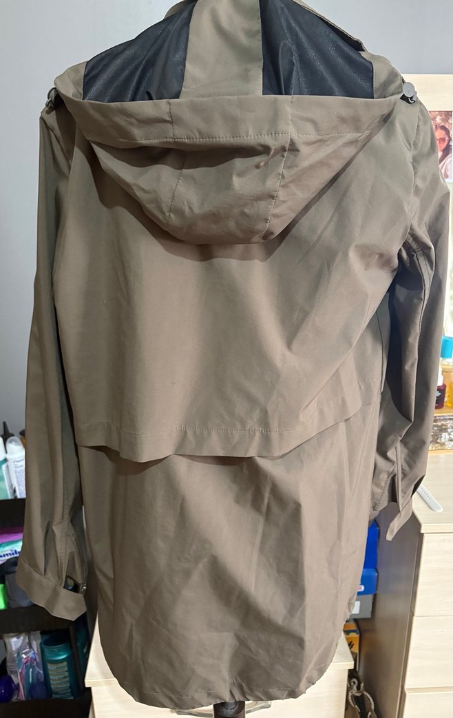 Haki  Midi Erkek Yağmurluk Fermuarlı - Görsel 2