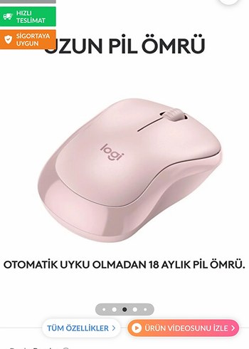 Beden Renk Pudra pembe Logitech Kablosuz Fare