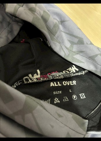 Gri Kapüşonlu Uzun Kollu Baskılı Sweatshirt - Görsel 4