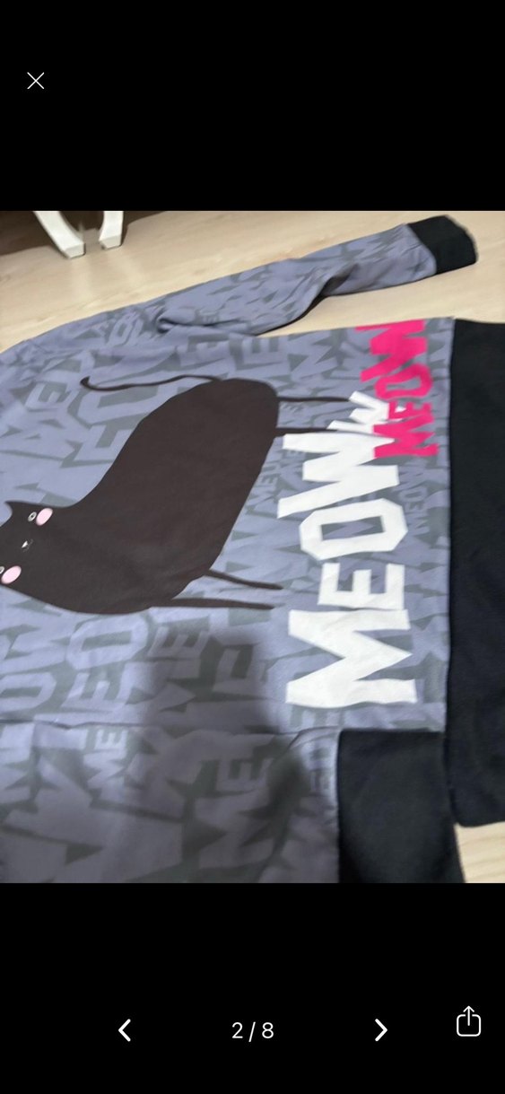 Gri Kapüşonlu Uzun Kollu Baskılı Sweatshirt - Görsel 2