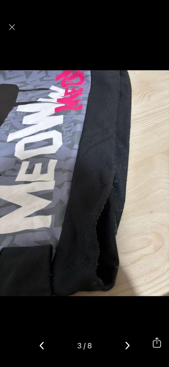 Gri Kapüşonlu Uzun Kollu Baskılı Sweatshirt - Görsel 3