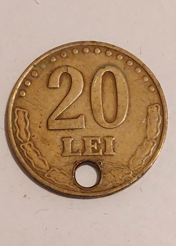 90lar basım Romanya 20 lei madeni para kolye ucu - Görsel 2