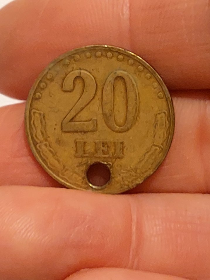 90lar basım Romanya 20 lei madeni para kolye ucu - Görsel 4