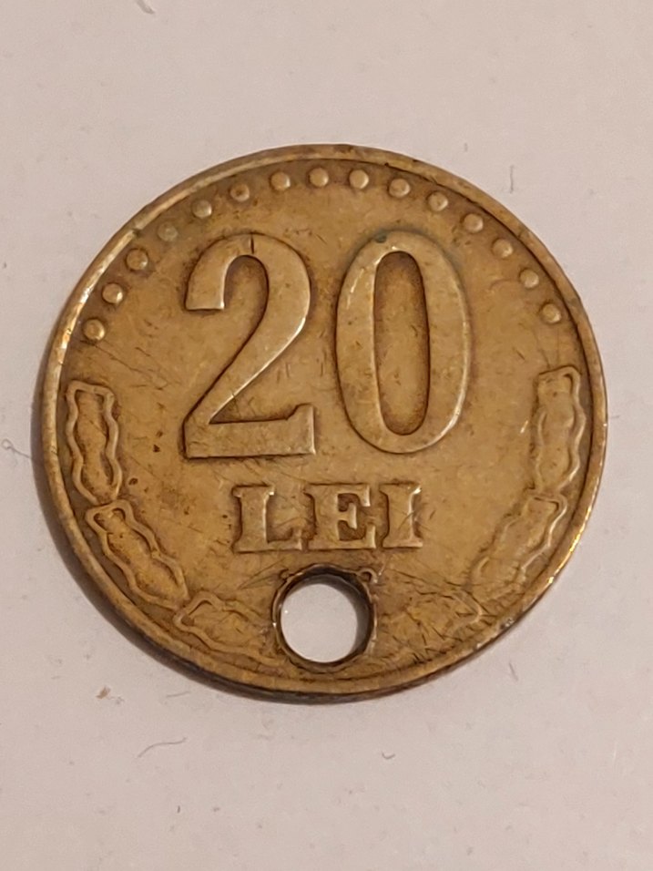 90lar basım Romanya 20 lei madeni para kolye ucu - Görsel 2