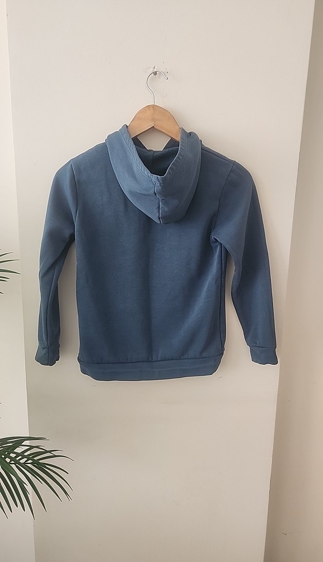 Erkek Çocuk Mavi Kapüşonlu Sweatshirt - Görsel 4