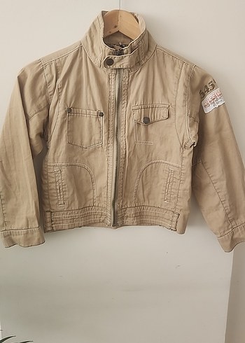 Bej fermuarlı Erkek Çocuk Keten Ceket - Görsel 2