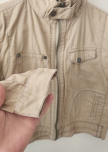 Bej fermuarlı Erkek Çocuk Keten Ceket - Görsel 4