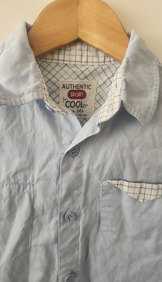 Erkek Çocuk Düğmeli Uzun Kollu Denim Gömlek - Görsel 2