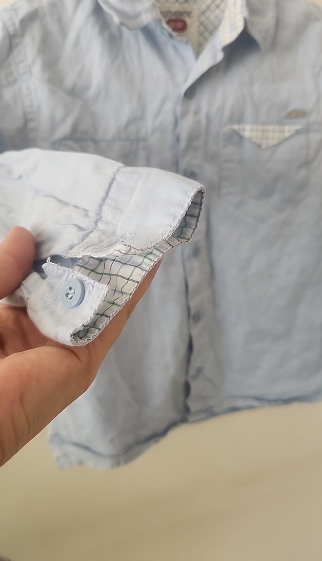 Erkek Çocuk Düğmeli Uzun Kollu Denim Gömlek - Görsel 3