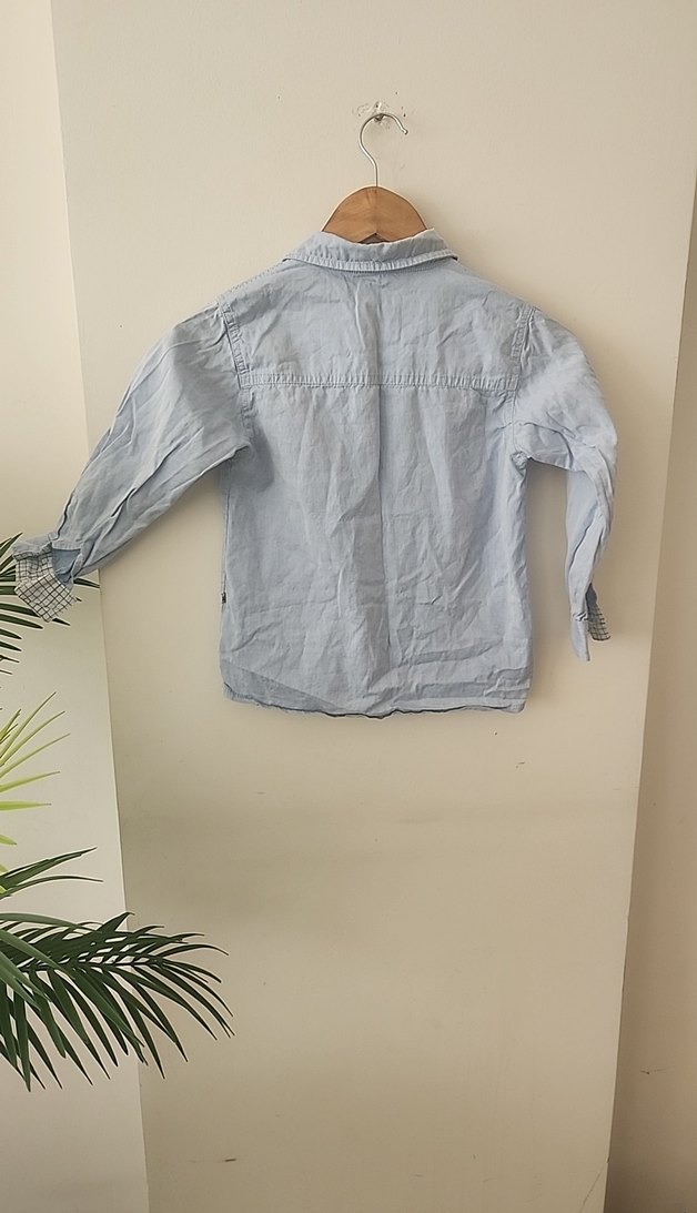 Erkek Çocuk Düğmeli Uzun Kollu Denim Gömlek - Görsel 4