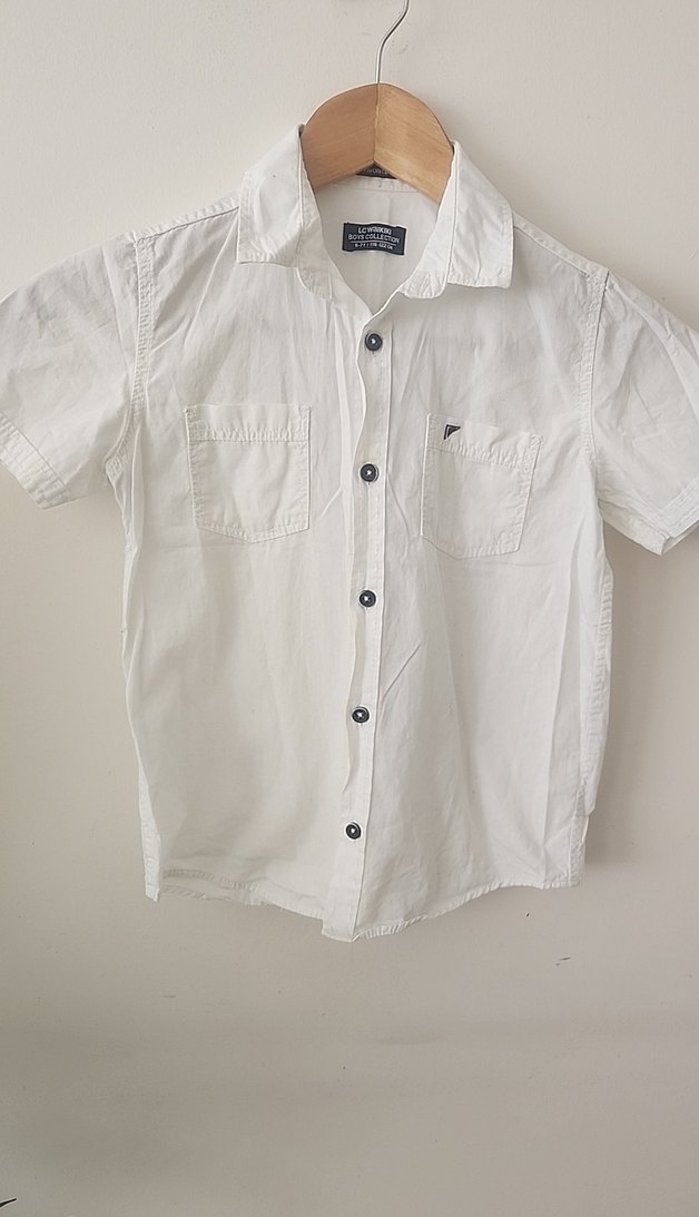 Erkek Çocuk Beyaz Kısa Kollu Gömlek - Görsel 2