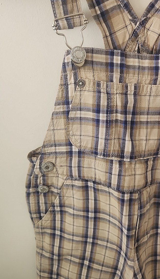 Erkek çocuk Ekose Desenli Pamuklu Askılı Tulum - Görsel 3