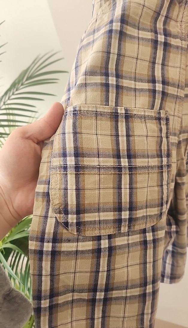 Erkek çocuk Ekose Desenli Pamuklu Askılı Tulum - Görsel 5