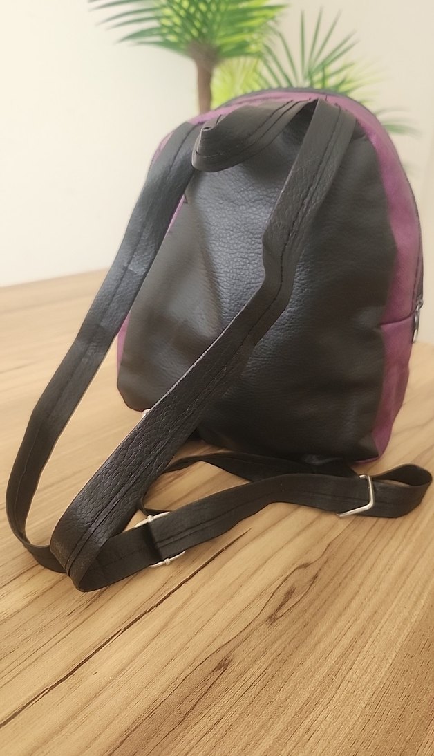 Mor Ayıcık Desenli Pullu Mini Sırt Çantası - Görsel 5