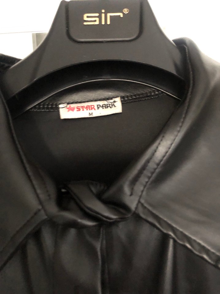 Siyah Deri Uzun Kollu Gömlek Ceket - Görsel 4