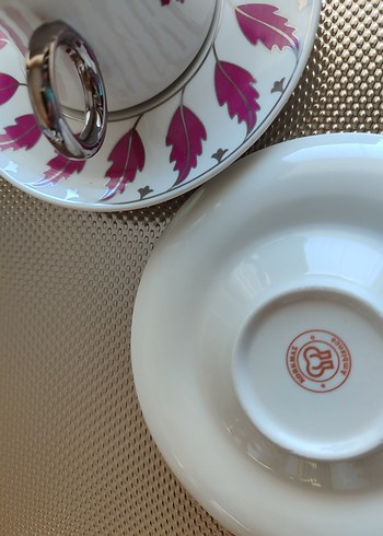 Beden pembe Renk Korkmaz Pembe Desenli 2'li Kahve Fincanı Set i
