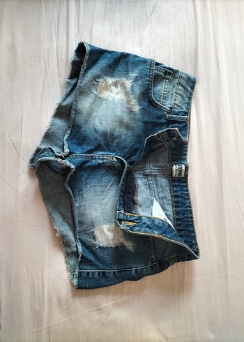 m Beden mavi Renk Kadın Mavi Mini Denim Şort