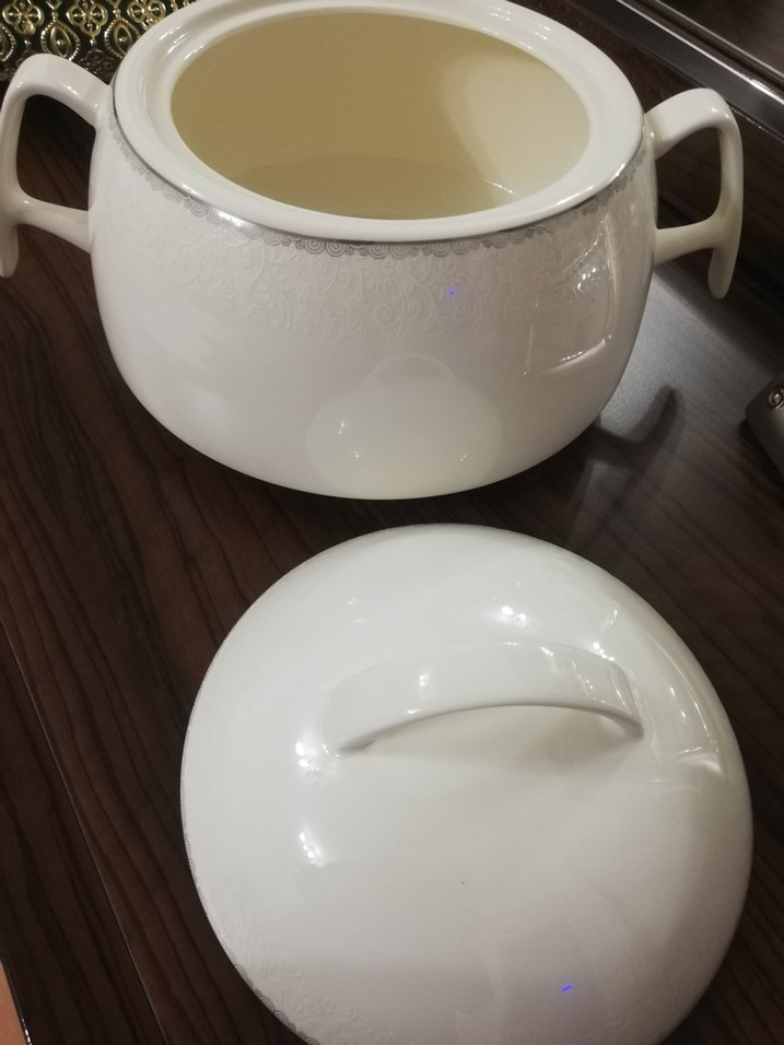 Beyaz Geleneksel Desensiz Porselen Çorba Tenceresi Emsan - Görsel 3