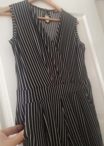 Çizgili askılı uzun tulum - Görsel 5