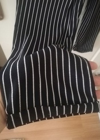 Çizgili askılı uzun tulum - Görsel 4